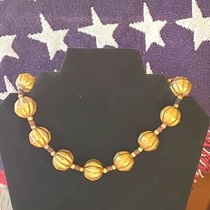 Vintage Chunky Brass Beads Choker Necklace